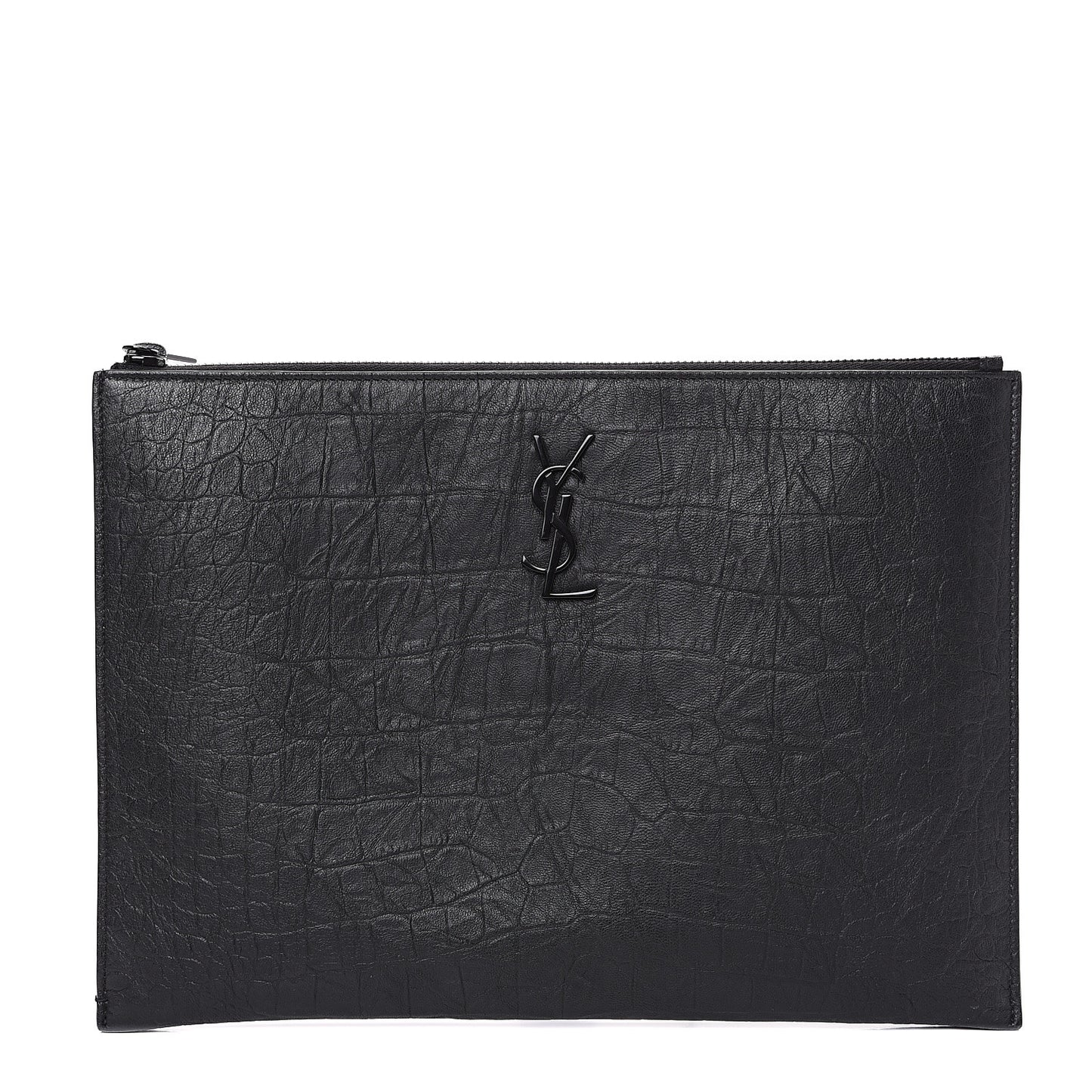 Calfskin Crocodile Embossed Monogram iPad Case Black