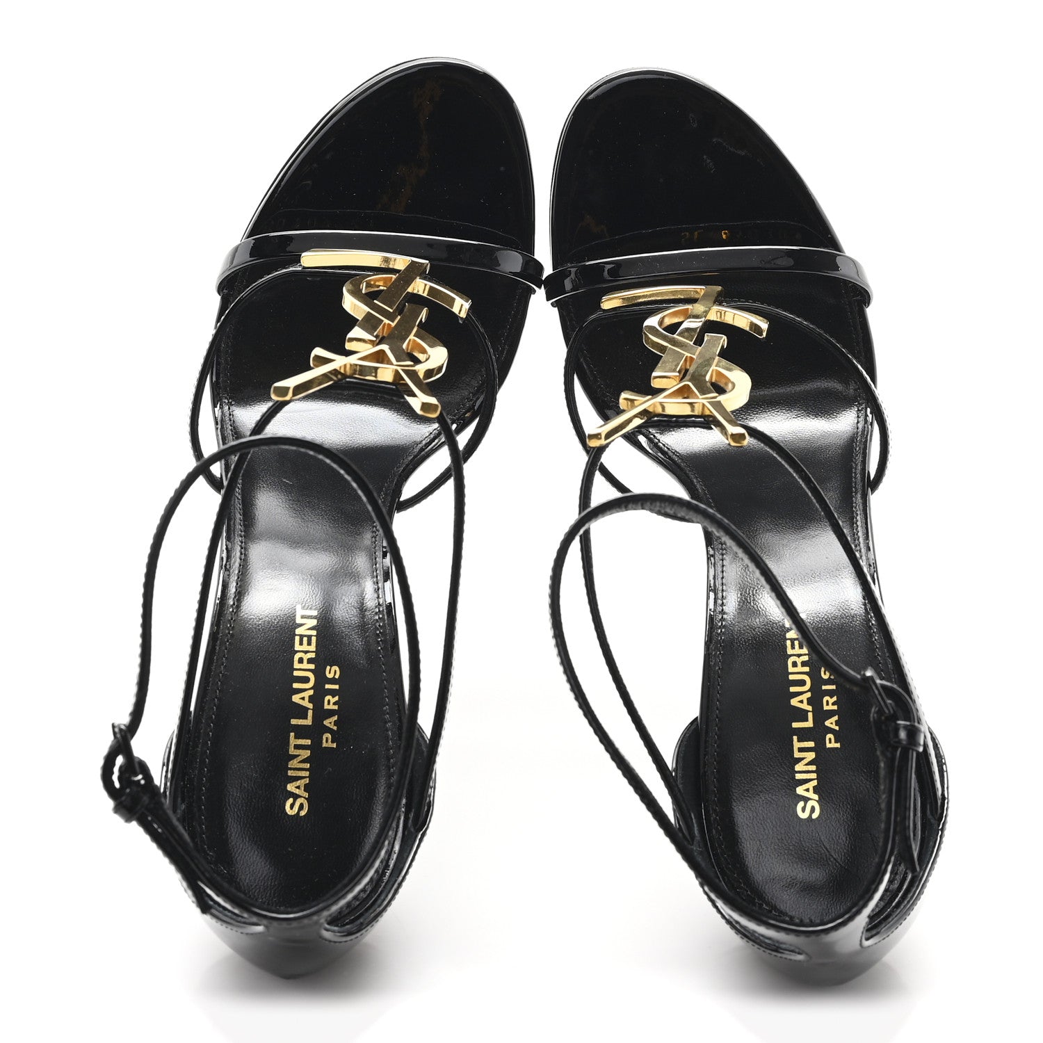 Saint Laurent Patent Cassandra 100 Ankle Strap Sandals 41 Black 2 of 10