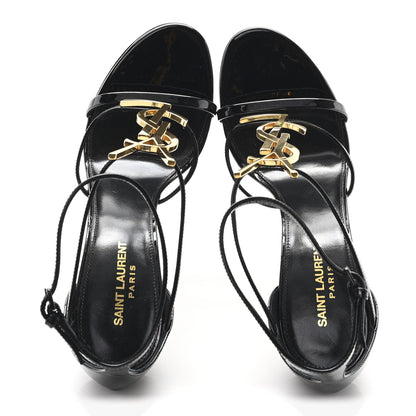 Saint Laurent Patent Cassandra 100 Ankle Strap Sandals 41 Black 2 of 10