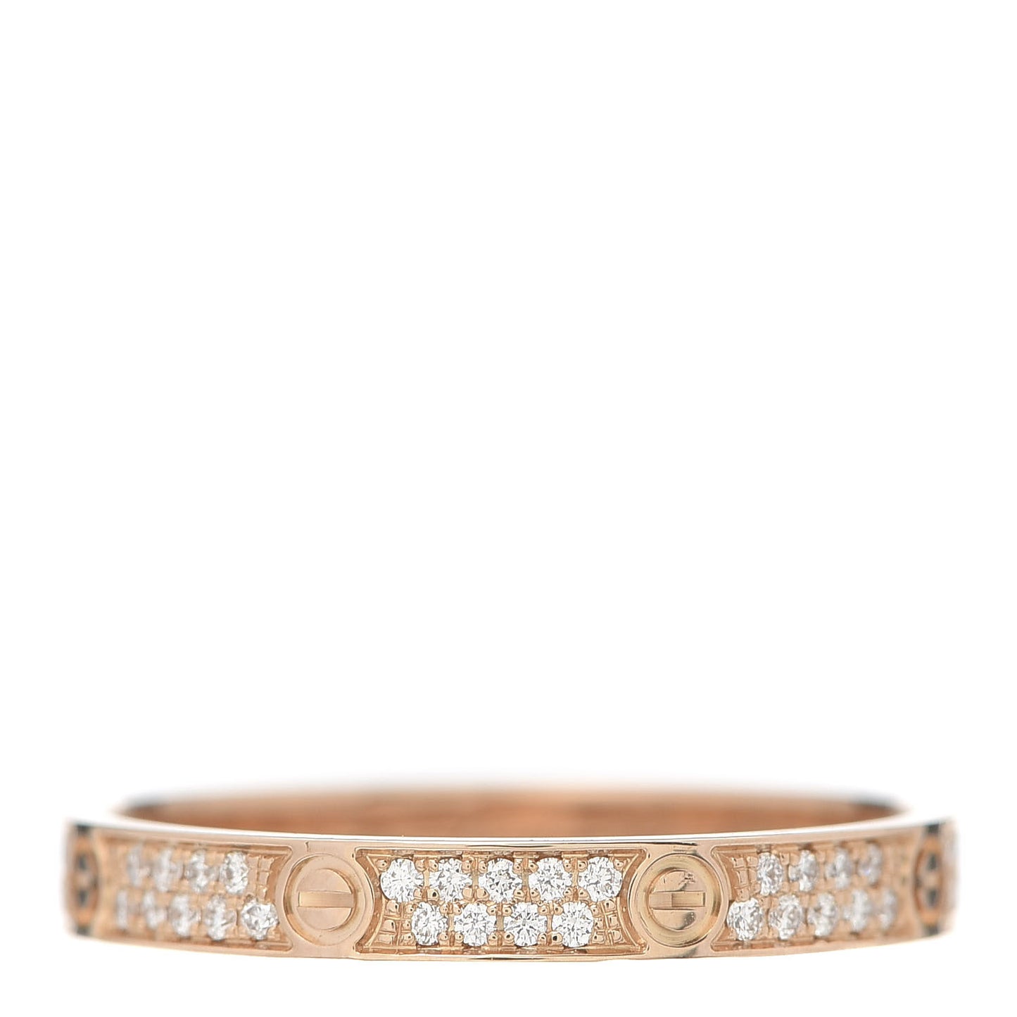 18K Pink Gold Diamond 2.6mm LOVE Paved Band Ring 54 6.75