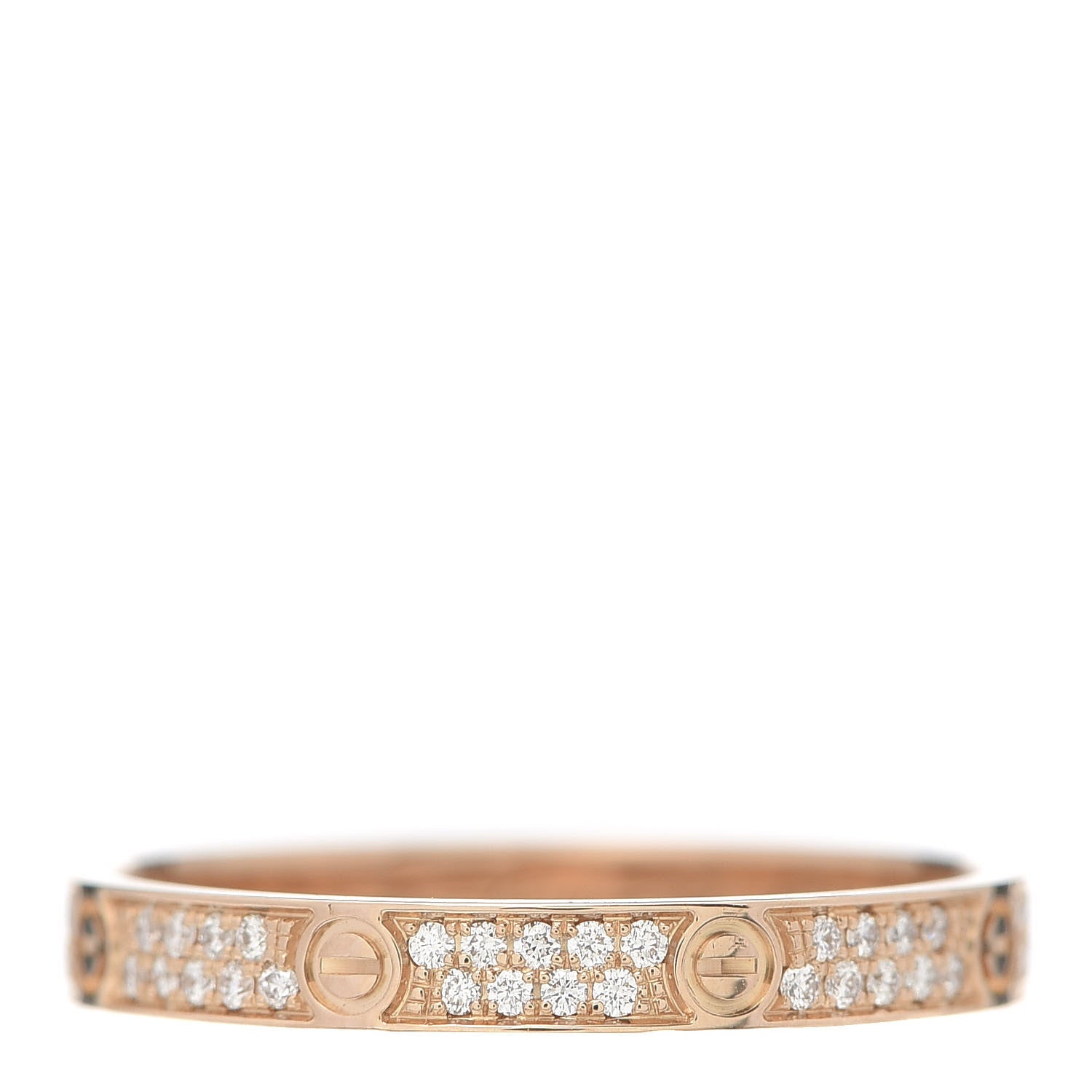 Cartier 18K Pink Gold Diamond 2.6mm LOVE Paved Band Ring 54 6.75 3 of 7