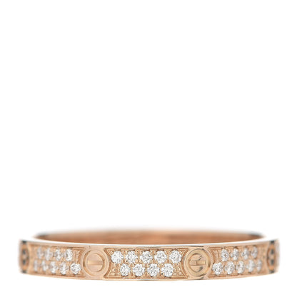 Cartier 18K Pink Gold Diamond 2.6mm LOVE Paved Band Ring 54 6.75 3 of 7