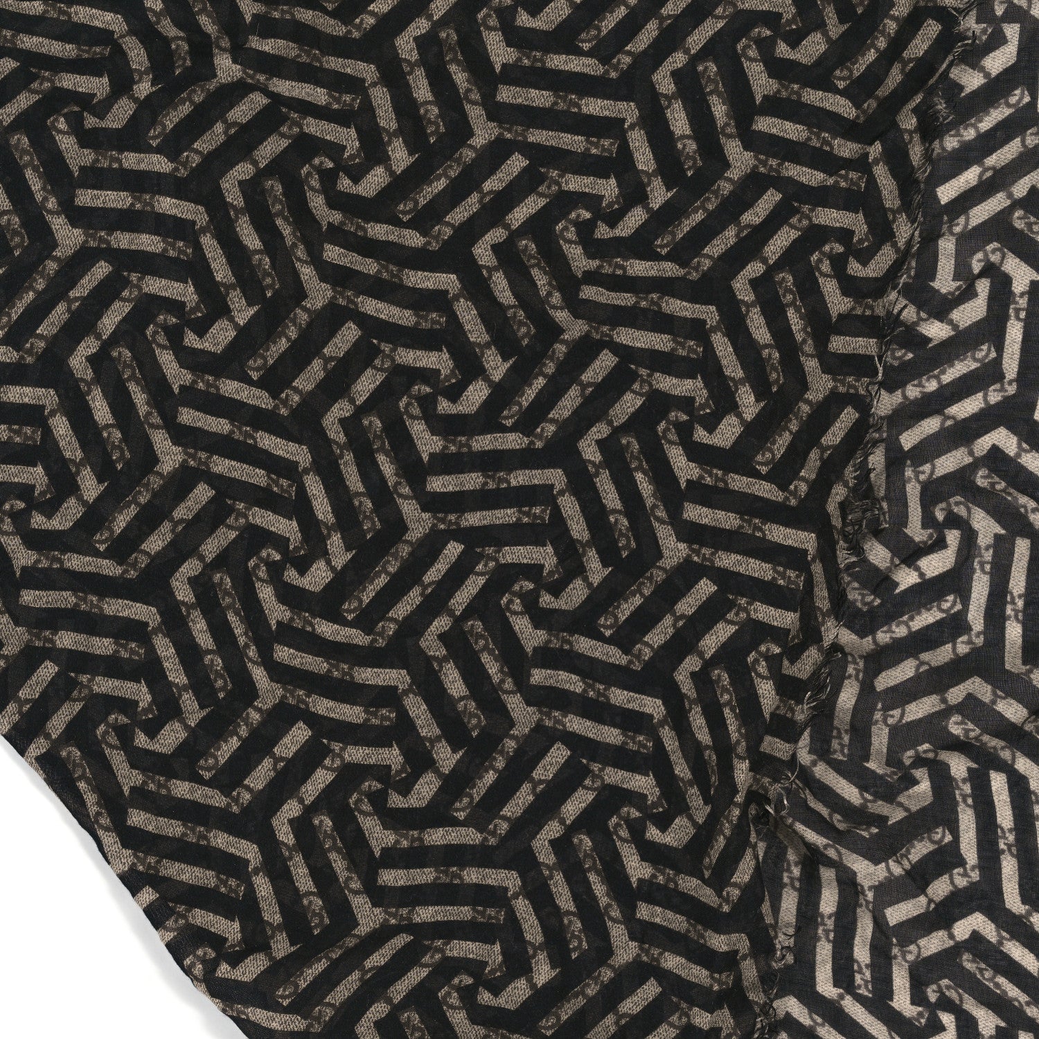 Gucci Modal Silk Monogram Mokki Square Scarf Rope Black 3 of 3