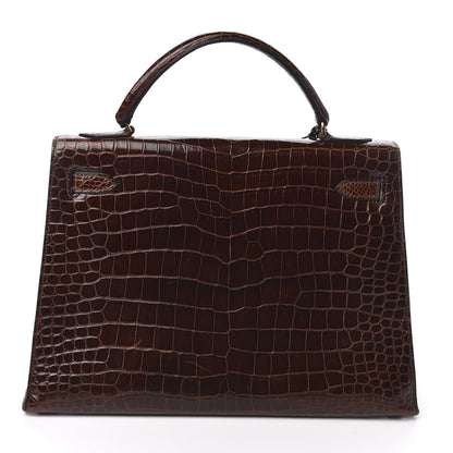 Hermes Shiny Niloticus Crocodile Kelly Sellier 32 Havane 4 of 30