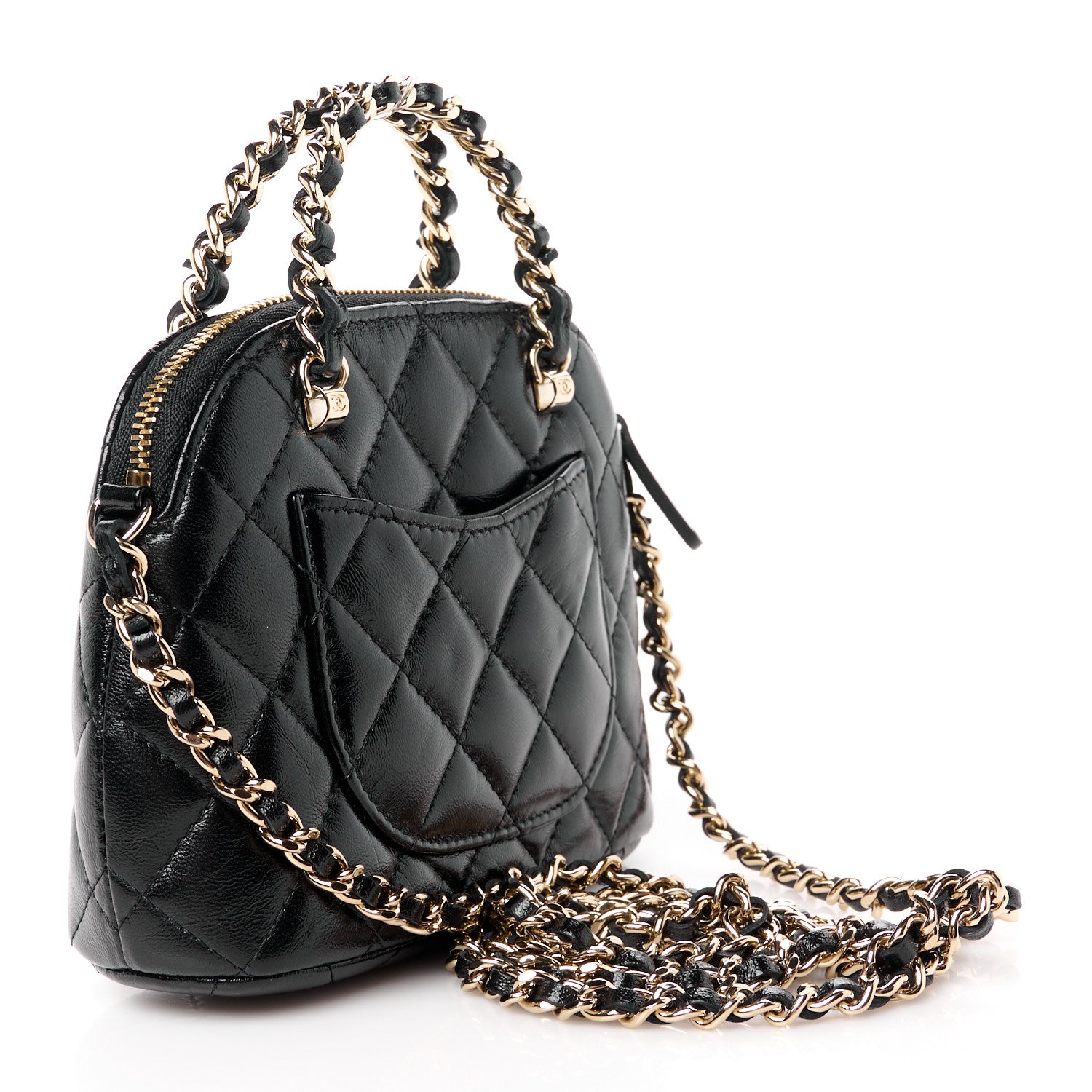Chanel Shiny Lambskin Quilted Shiny Coco Clutch With Chain Black 3 of 11