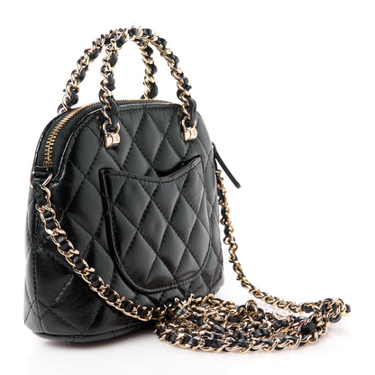 Chanel Shiny Lambskin Quilted Shiny Coco Clutch With Chain Black 3 of 11