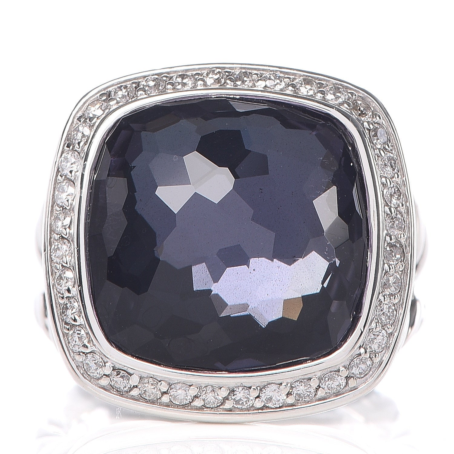 David Yurman Sterling Silver Diamond Black Orchid 14mm Albion Ring 49 5 1 of 5