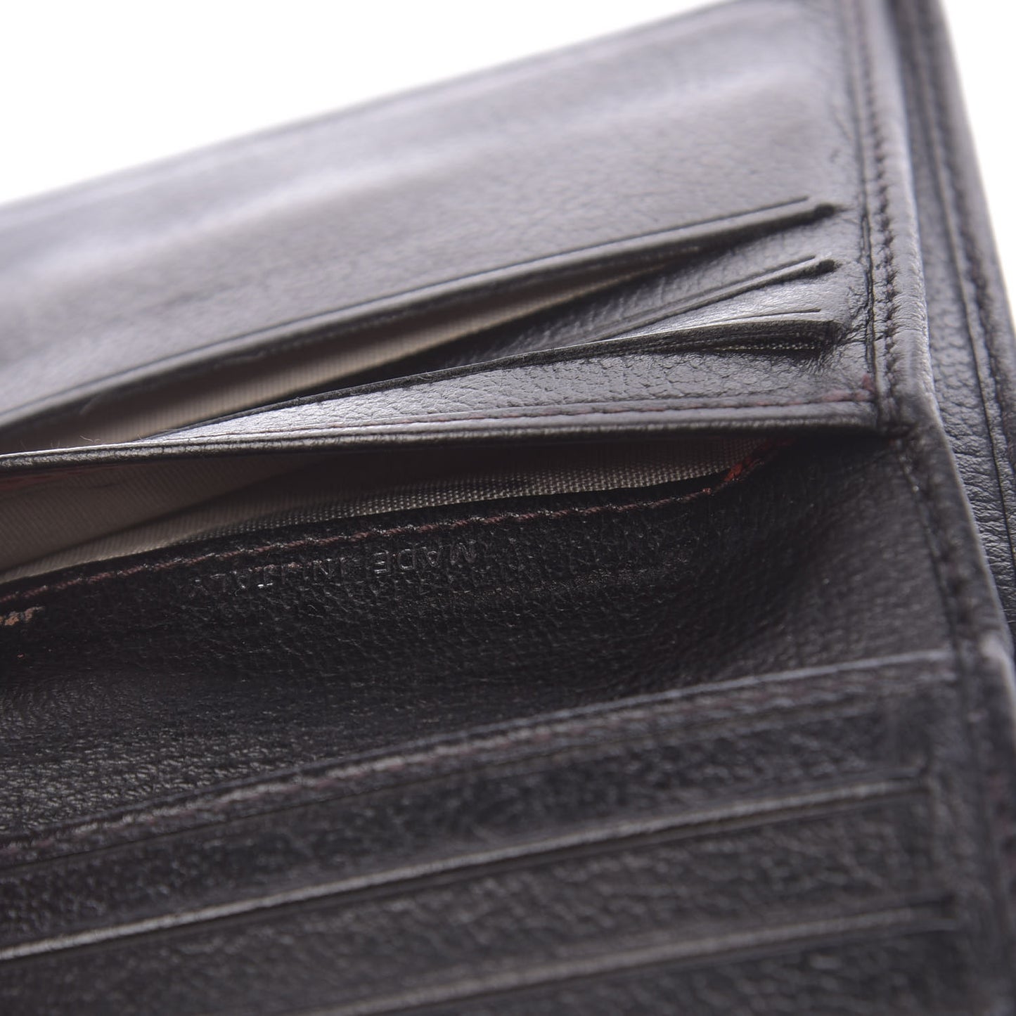 Glazed Goatskin Camellia Embossed French Flap Wallet Black