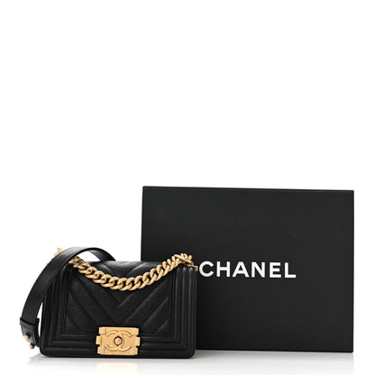 Chanel Caviar Chevron Quilted Small Boy Flap Black 11 of 11