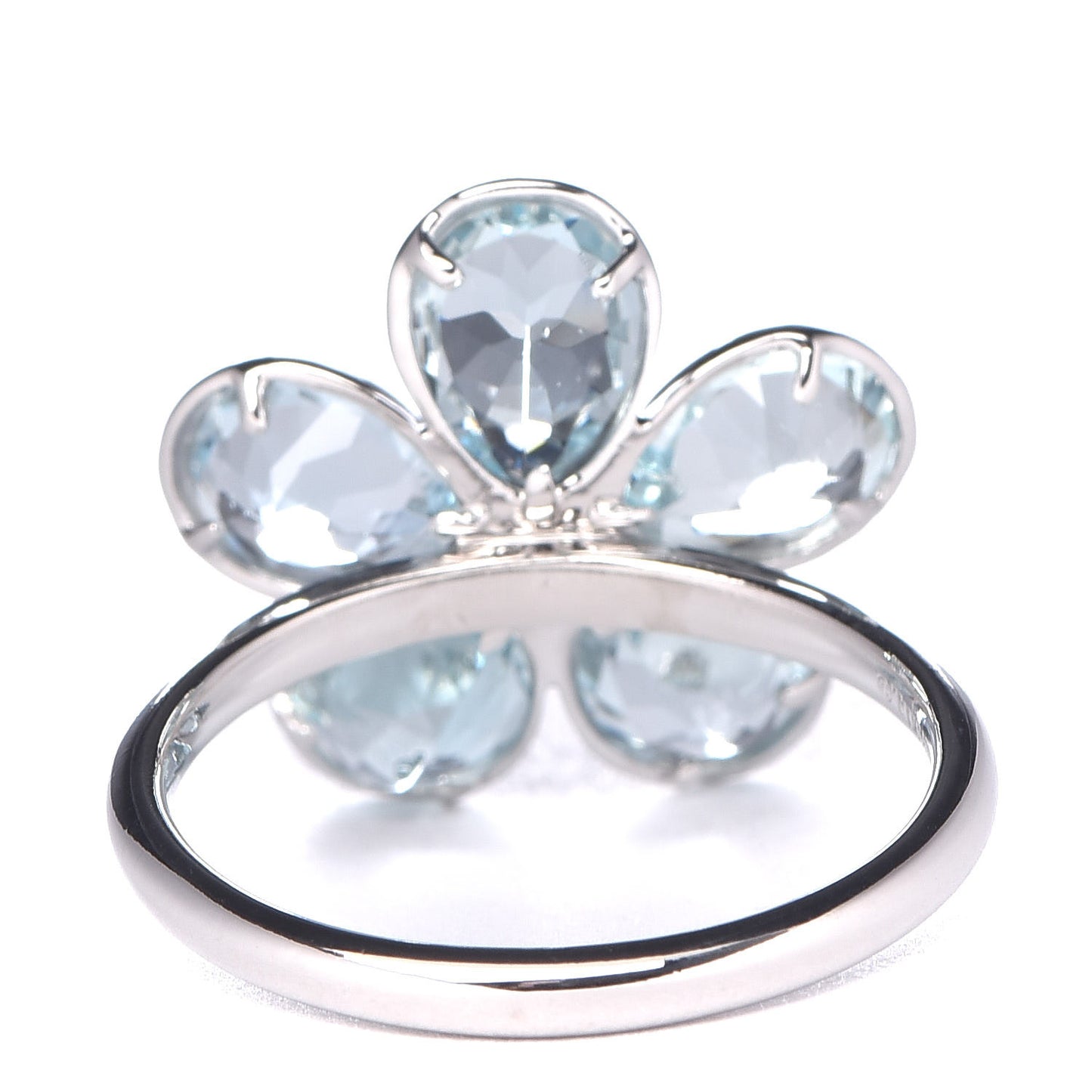 18K White Gold Aquamarine Diamond Sparklers Flower Ring 57 8