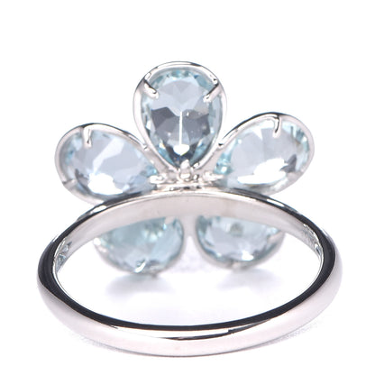 Tiffany 18K White Gold Aquamarine Diamond Sparklers Flower Ring 57 8 4 of 6