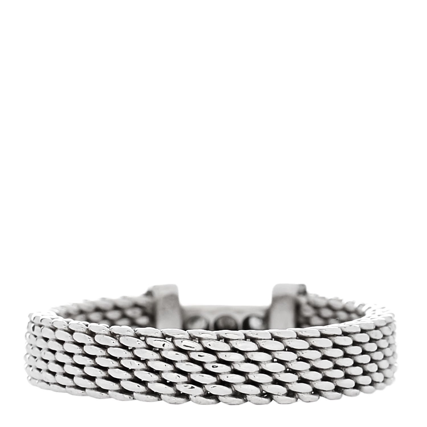 Tiffany Sterling Silver Diamond Somerset Mesh Band Ring 44 3 3 of 4