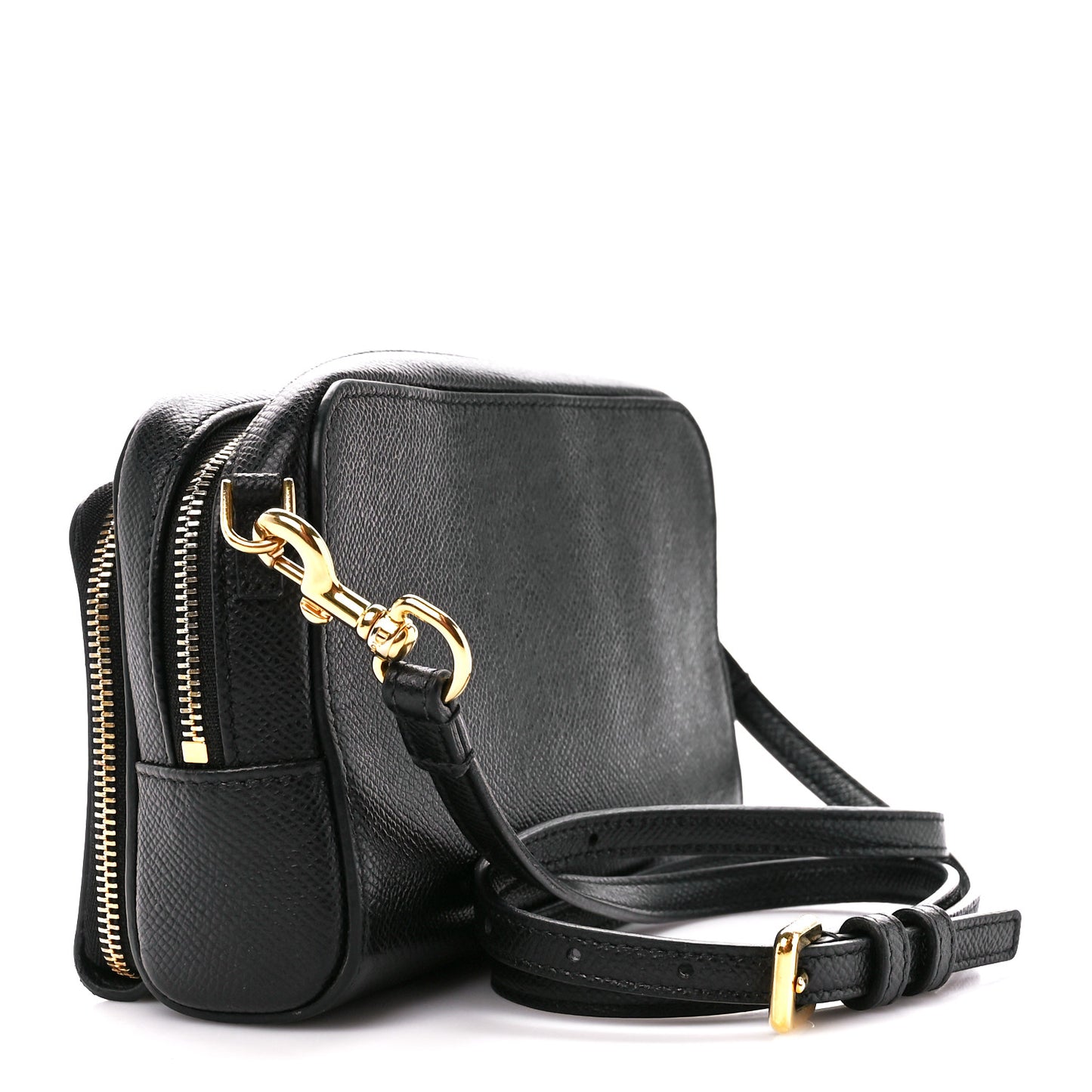 Grained Calfskin Caro Double Pouch Black