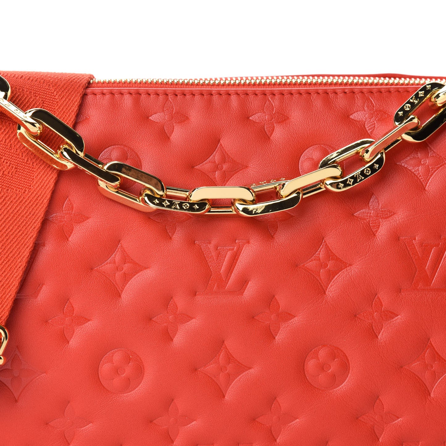 Lambskin Embossed Monogram Coussin PM Red