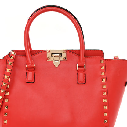 Valentino Garavani Vitello Small Rockstud Double Handle Tote Deep Orange 7 of 13