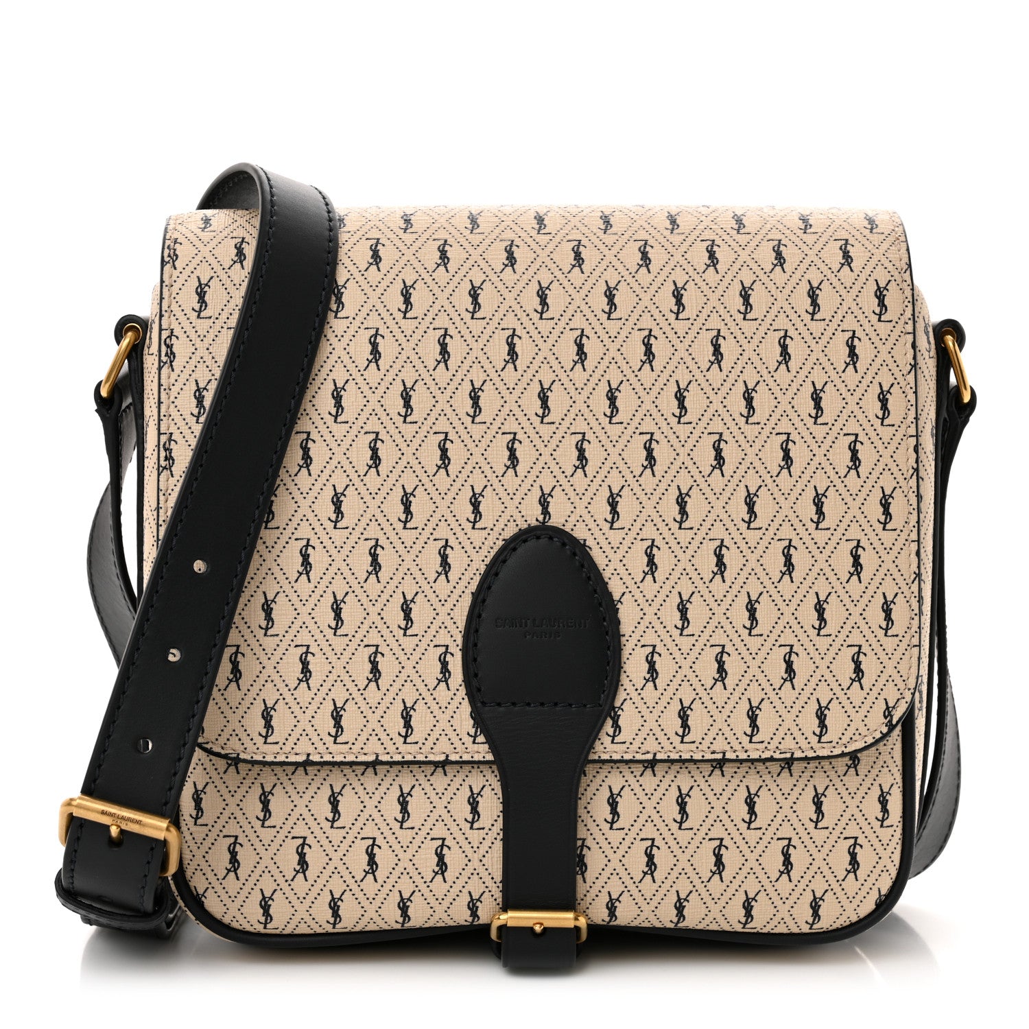 Saint Laurent Canvas Smooth Calfskin Le Monogramme Medium Buckle Satchel Beige 1 of 11