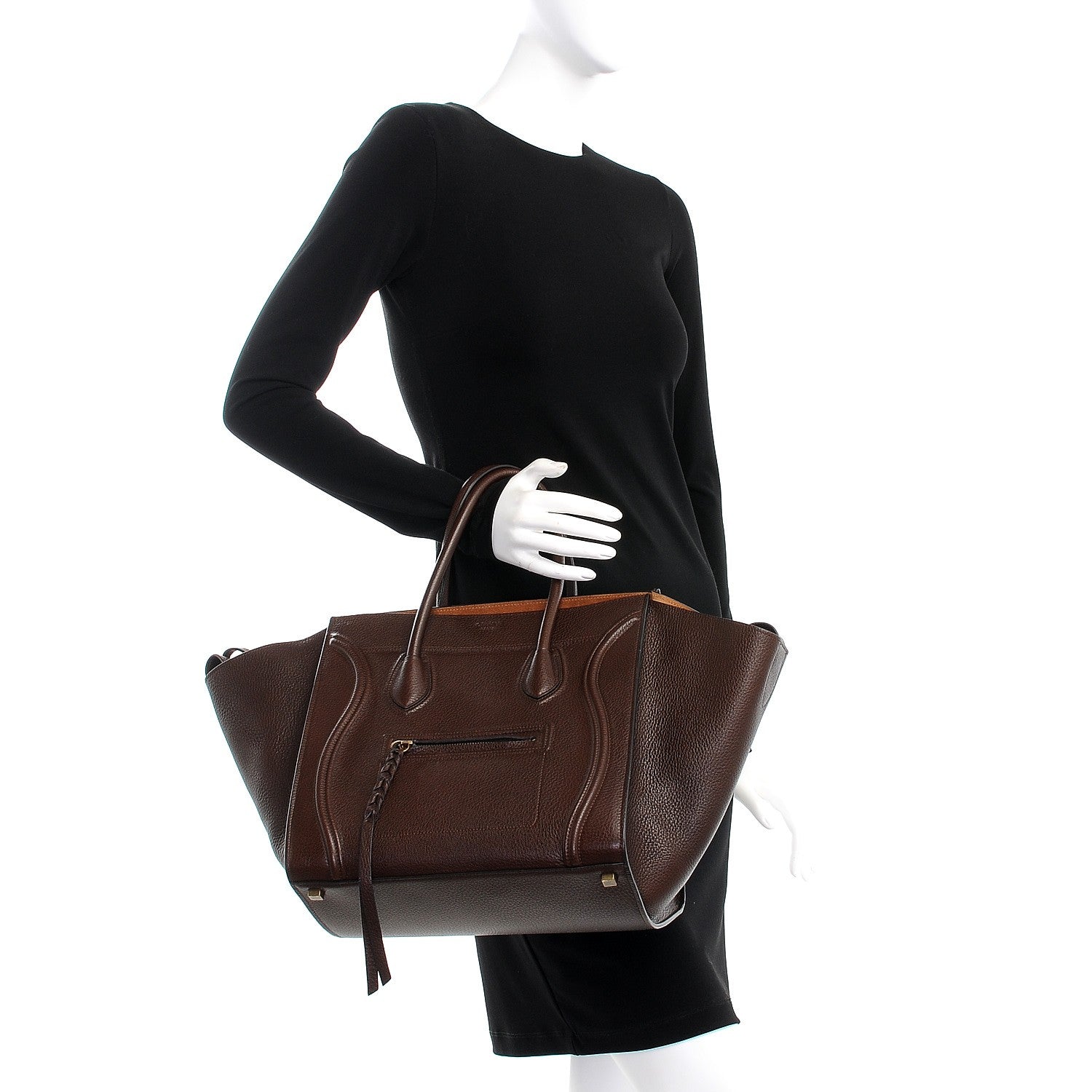 Celine Shiny Grained Calfskin Medium Phantom Luggage Brown 2 of 8