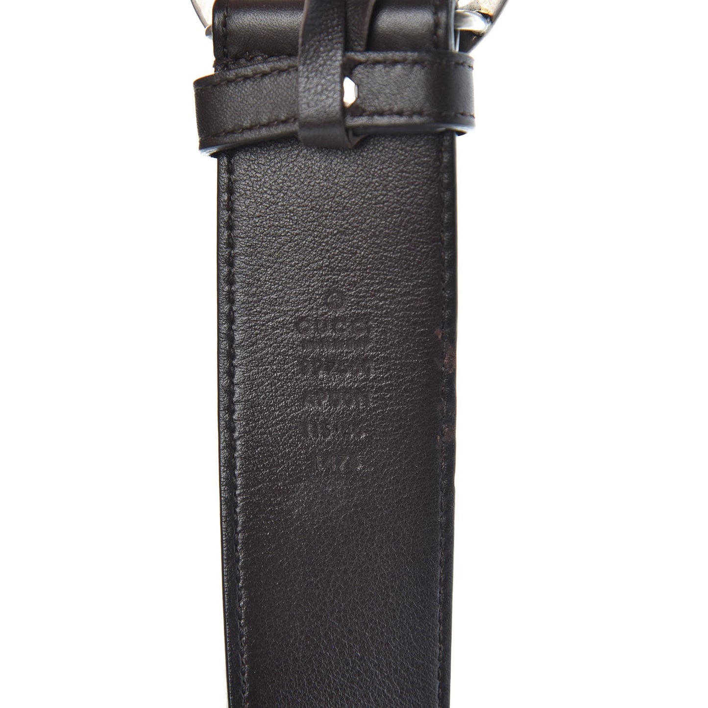 Moon Calfskin Nickel Double G 40mm Belt 115 46 Dark Cocoa