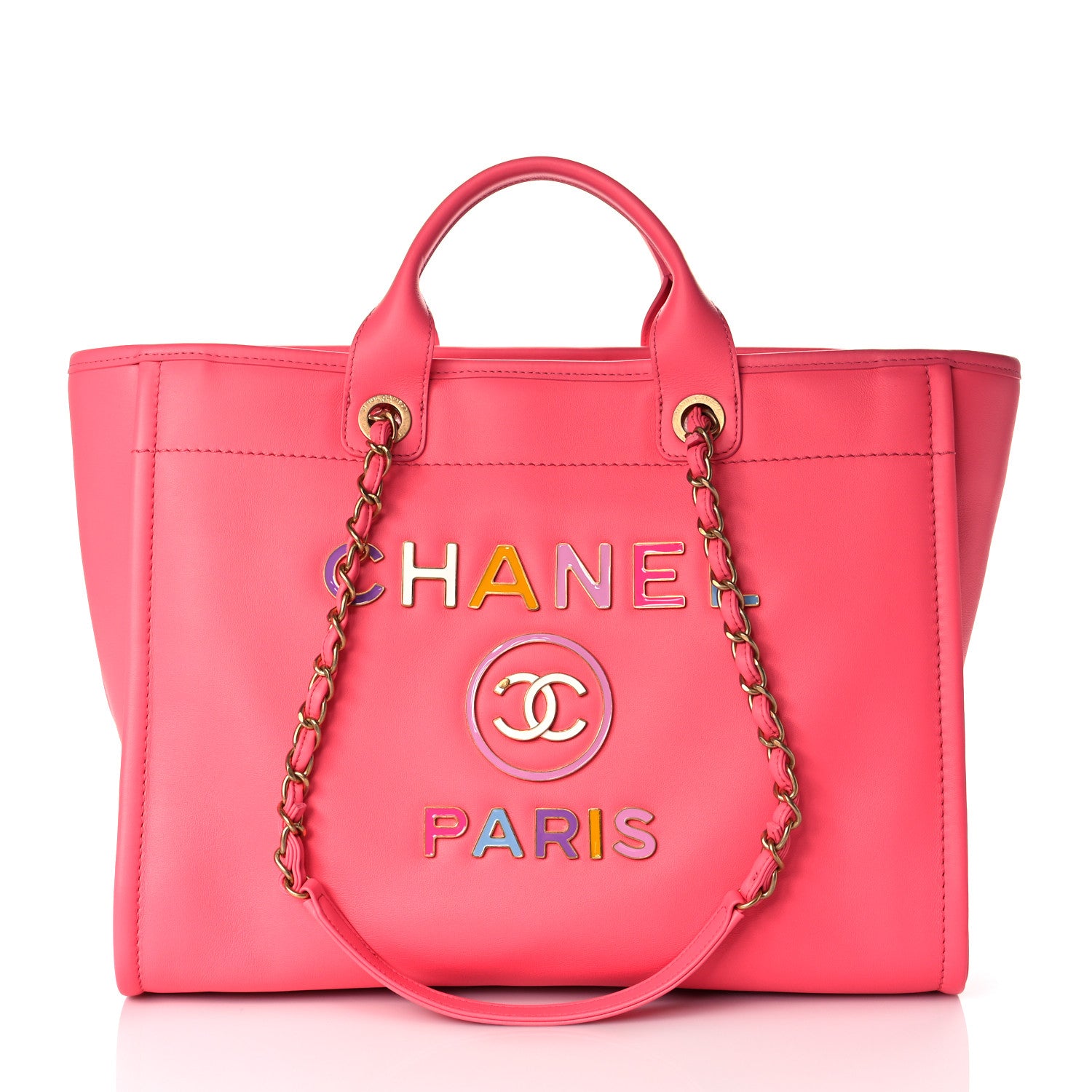 Chanel Calfskin Medium Deauville Tote Coral Pink 1 of 11
