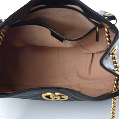 Gucci Calfskin Matelasse Medium GG Marmont Shoulder Tote Bag Black 5 of 9