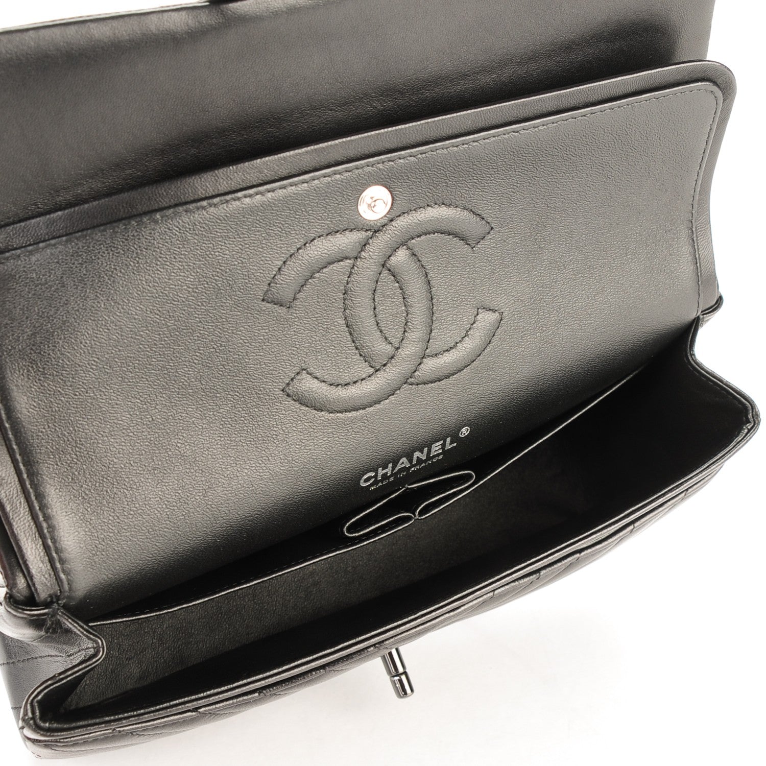 Chanel Lambskin Chevron Quilted Medium Double Flap So Black 5 of 8