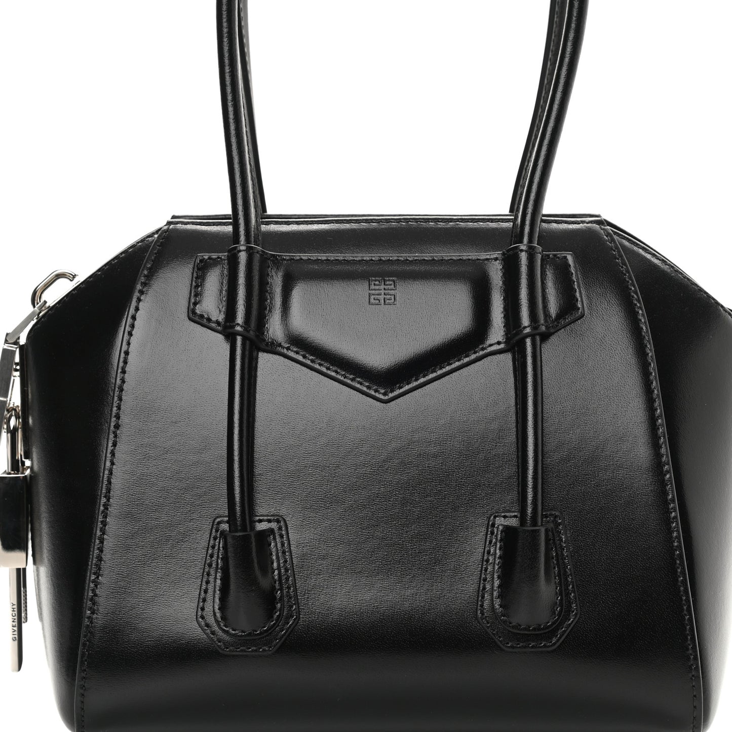 Box Calfskin Mini Lock Antigona Shoulder Bag Black