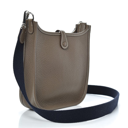 Hermes Taurillon Clemence Amazone Evelyne TPM Etoupe Bleu Indigo 3 of 10