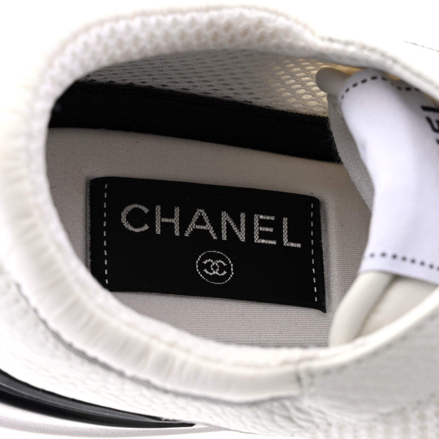 Chanel Calfskin Mesh Lycra Suede Womens Logo Sneakers 39 White 6 of 9