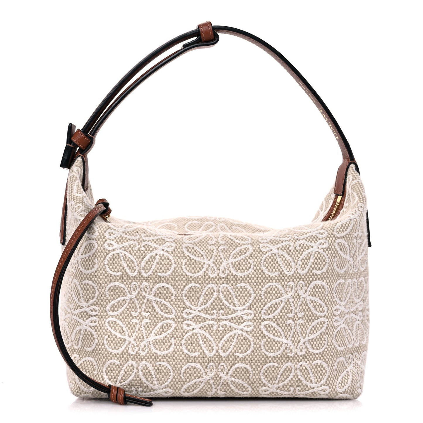 Jacquard Anagram Calfskin Small Cubi Bag Ecru Tan