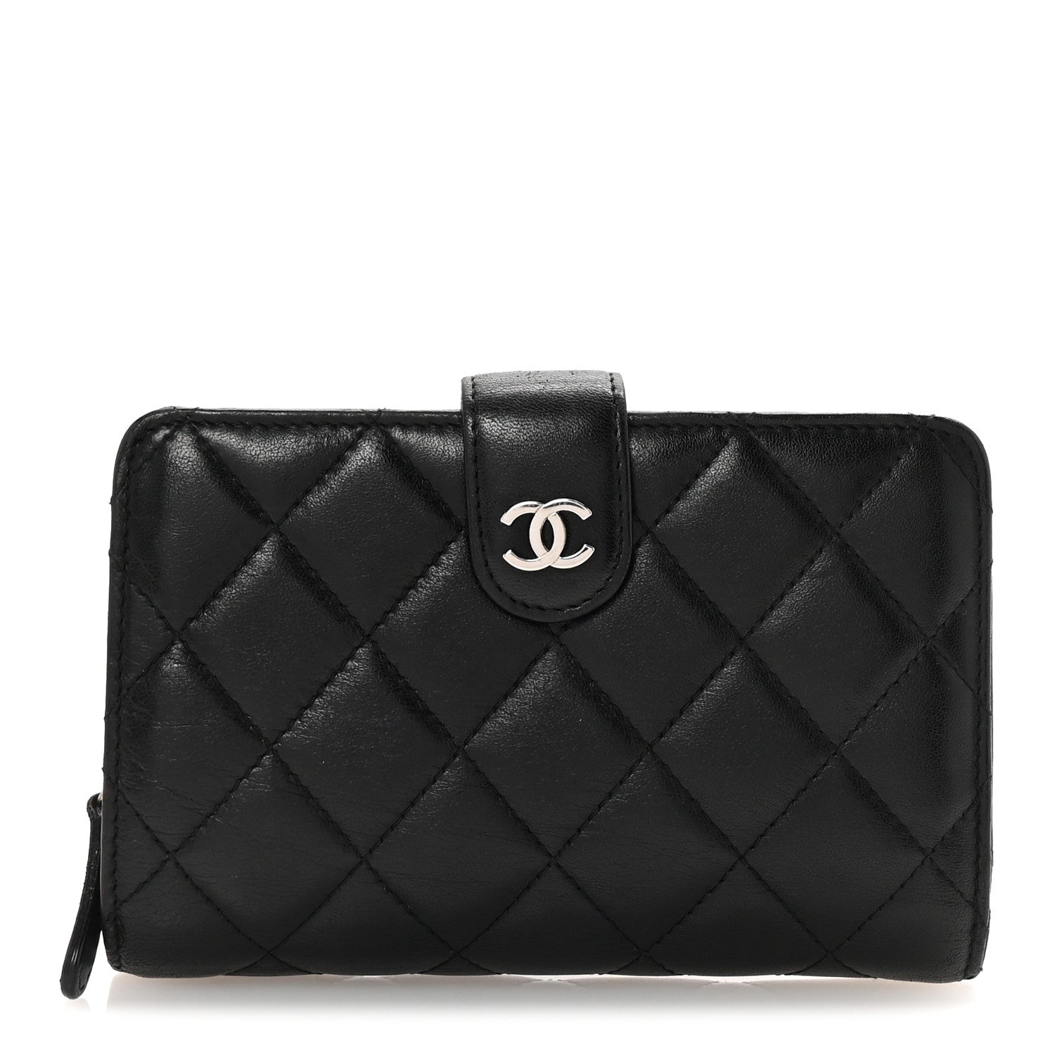 Chanel Lambskin Quilted Zipped Pocket Wallet Black 1 of 8