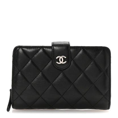 Chanel Lambskin Quilted Zipped Pocket Wallet Black 1 of 8