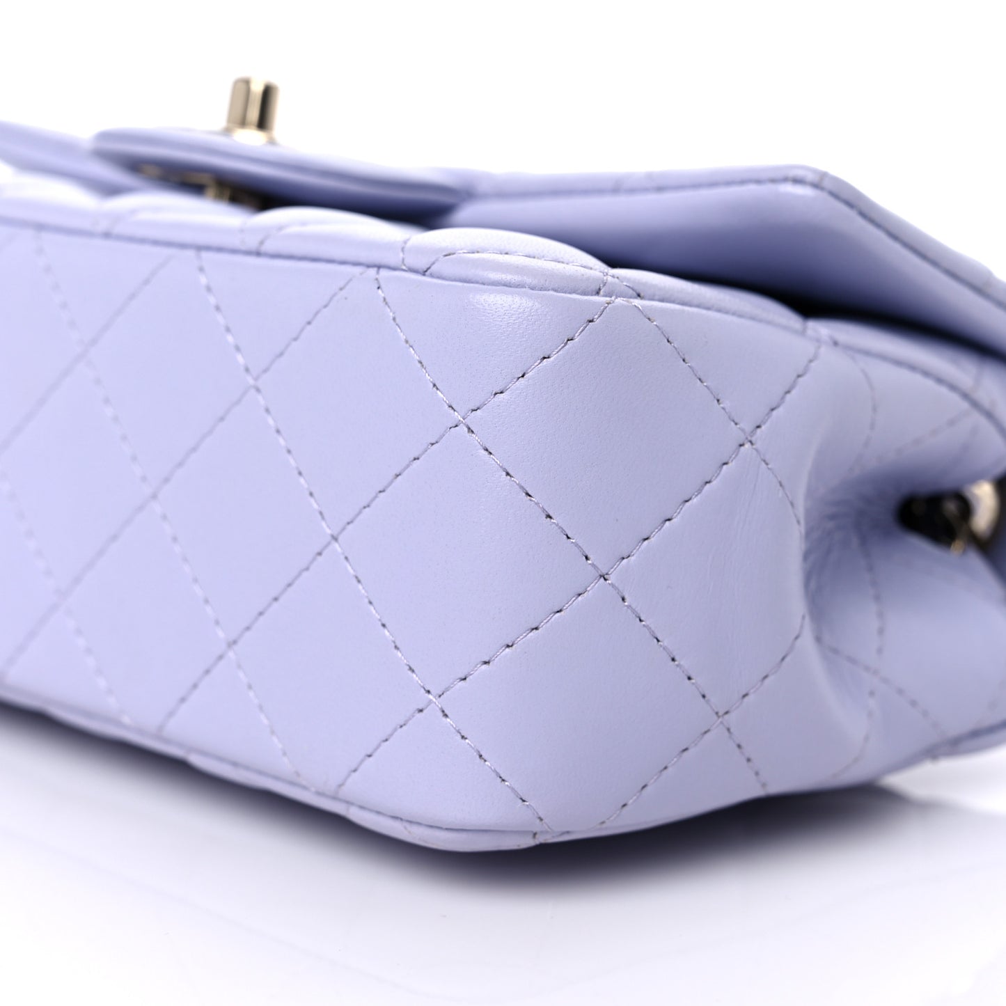 Lambskin Quilted Mini Rectangular Flap Light Purple