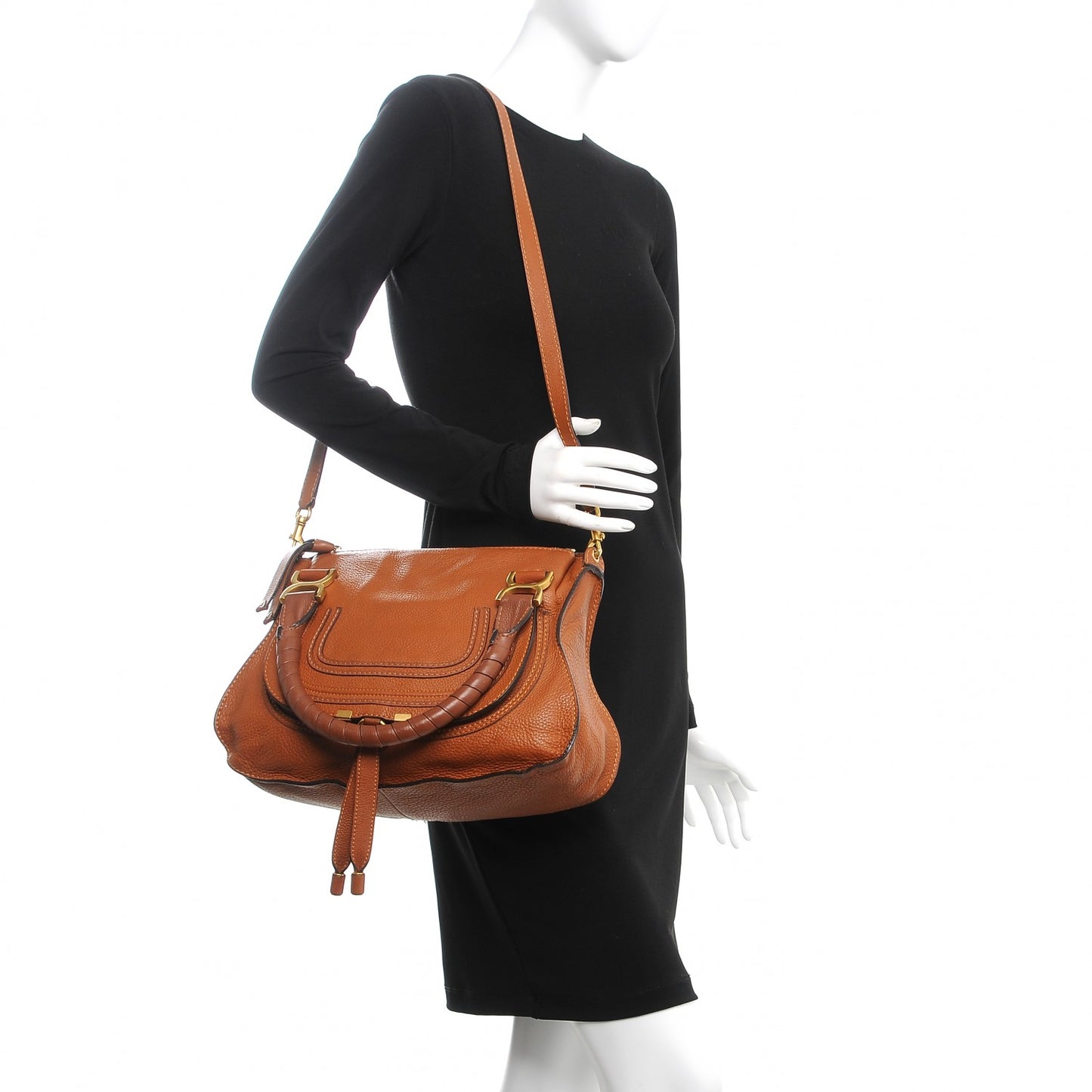 Calfskin Medium Marcie Satchel Tan