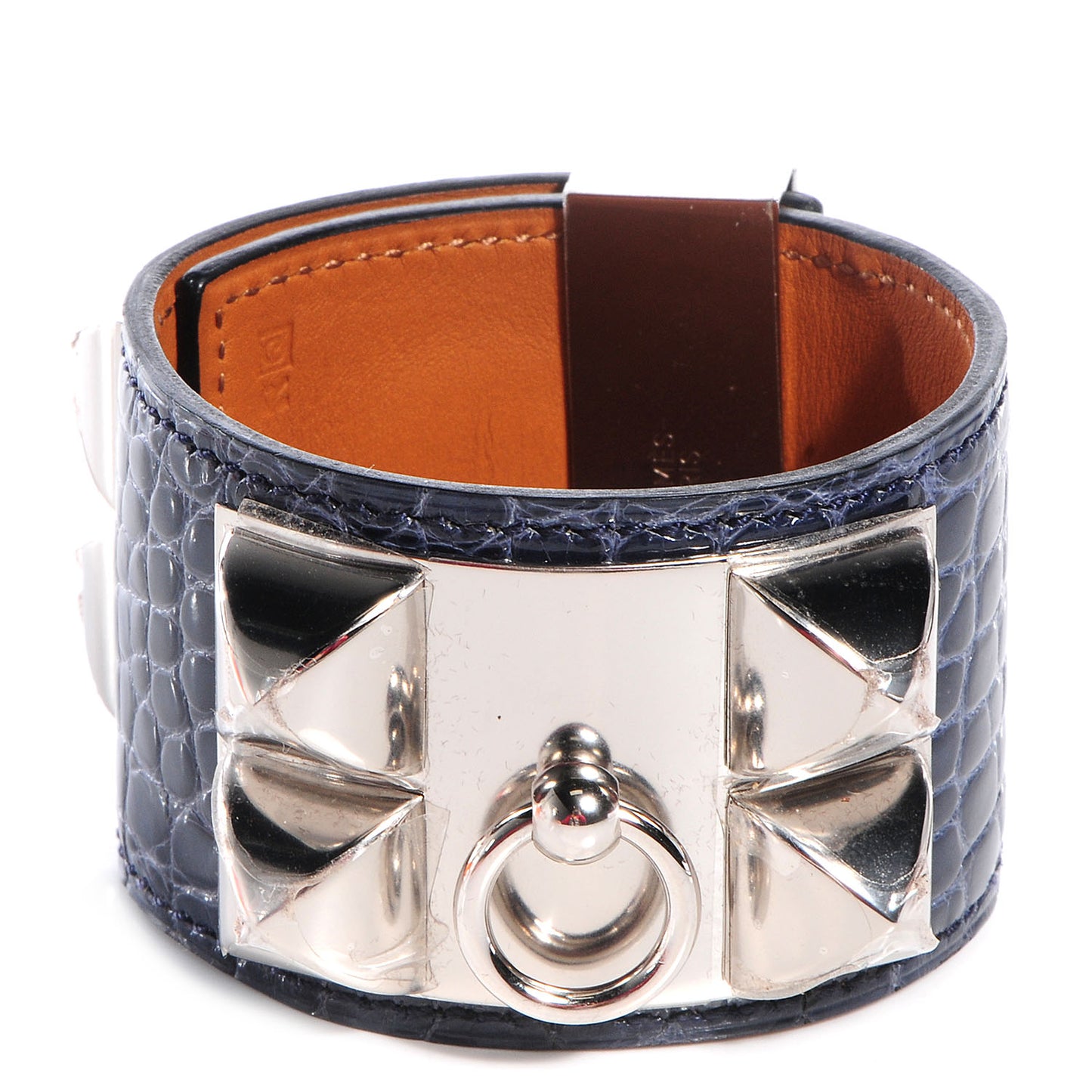 Shiny Alligator Collier De Chien CDC Bracelet Small Bleu Abysse