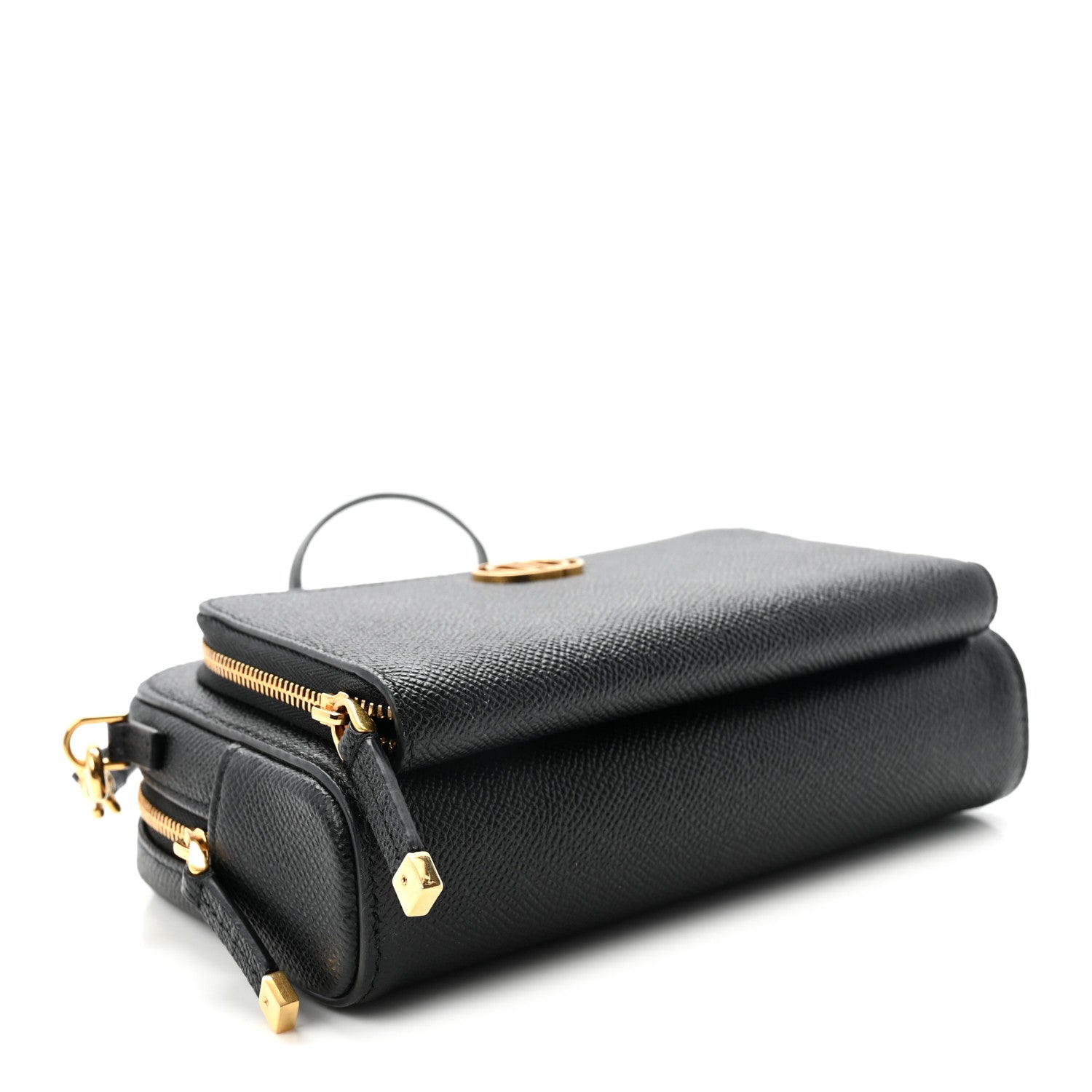 Christian Dior Grained Calfskin Caro Double Pouch Black 4 of 10