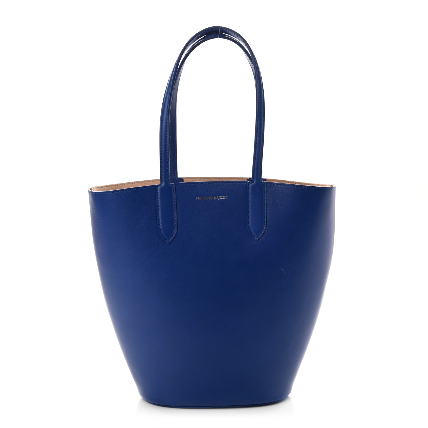 Alexander McQueen Grained Calfskin Skull Open Shopper Tote Blue 1 of 9