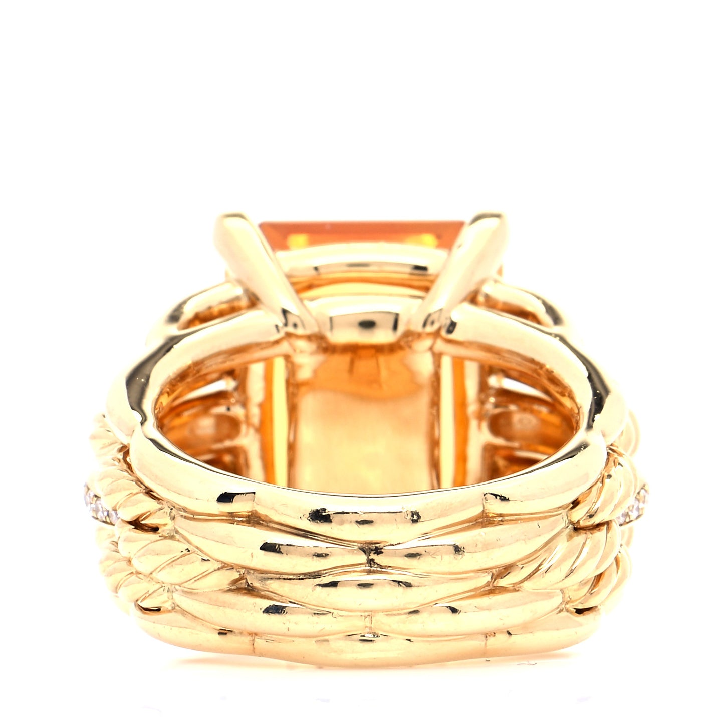 18K Yellow Gold Diamond Citrine 18mm Tides Statement Ring 54 7