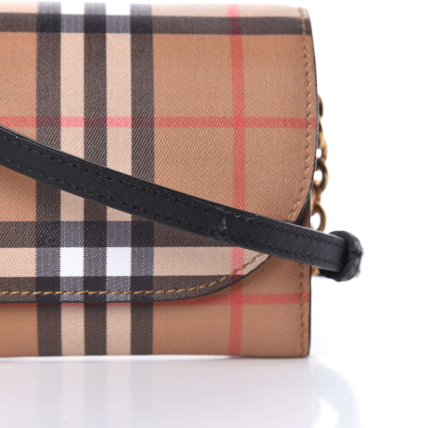 Burberry Vintage Check Henley Wallet On Chain Black 8 of 11