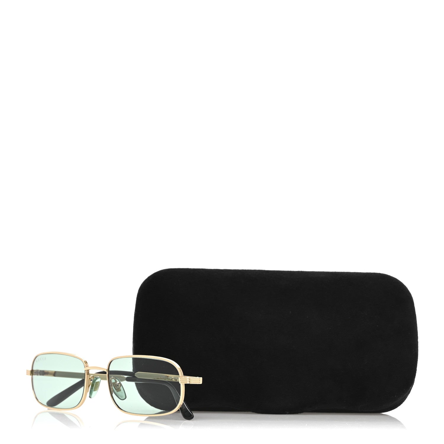 Gucci Metal Rectangular Sunglasses GG1457S Green Gold 9 of 9