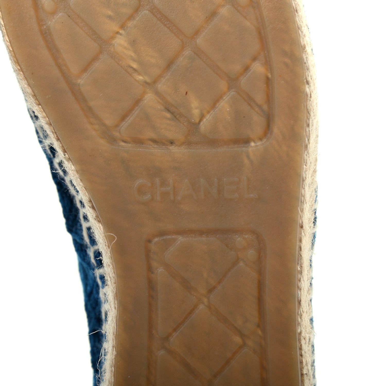 Chanel Velvet Grosgrain Quilted Camellia CC Espadrilles 38 Navy Black 6 of 10