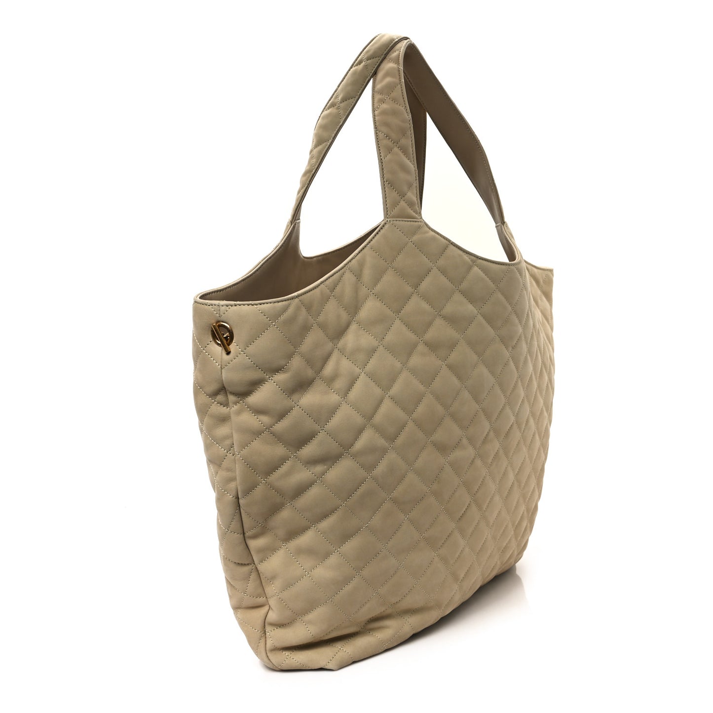 Nubuck Suede Quilted Maxi Icare Shopping Tote Safari Beige