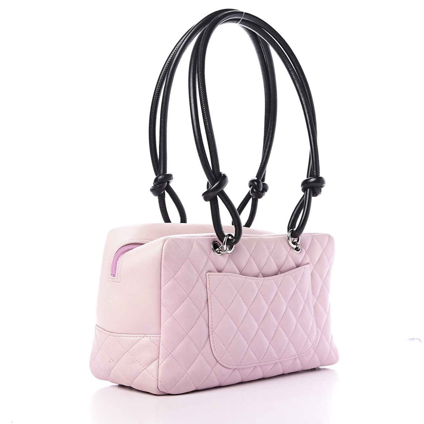 Calfskin Quilted Large Cambon Bowler Pink Black