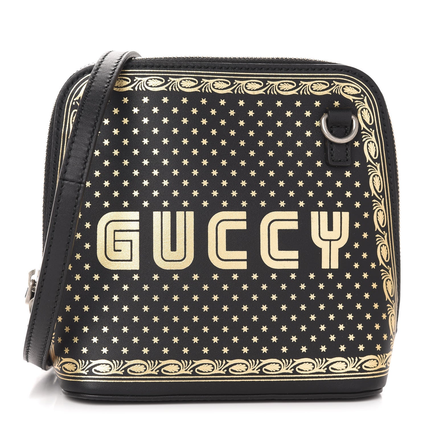Gucci X SEGA Calfskin GUCCY Stars Mini Dome Shoulder Bag Black Gold 1 of 10