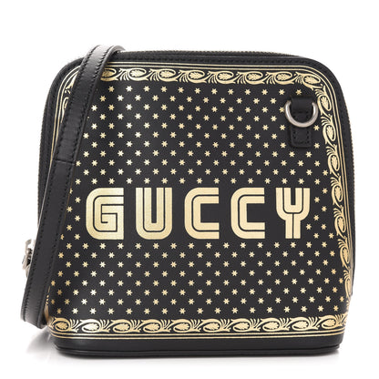 Gucci X SEGA Calfskin GUCCY Stars Mini Dome Shoulder Bag Black Gold 1 of 10