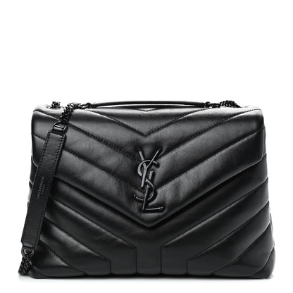Saint Laurent Calfskin Y Quilted Monogram Small Loulou Chain Satchel Black 1 of 10
