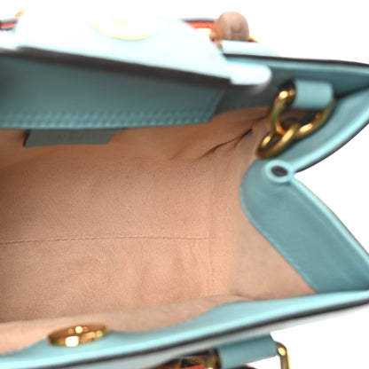 Gucci Textured Dollar Calfskin Web Mini Diana Tote Bag Dusty Azure Deep Orange 5 of 10