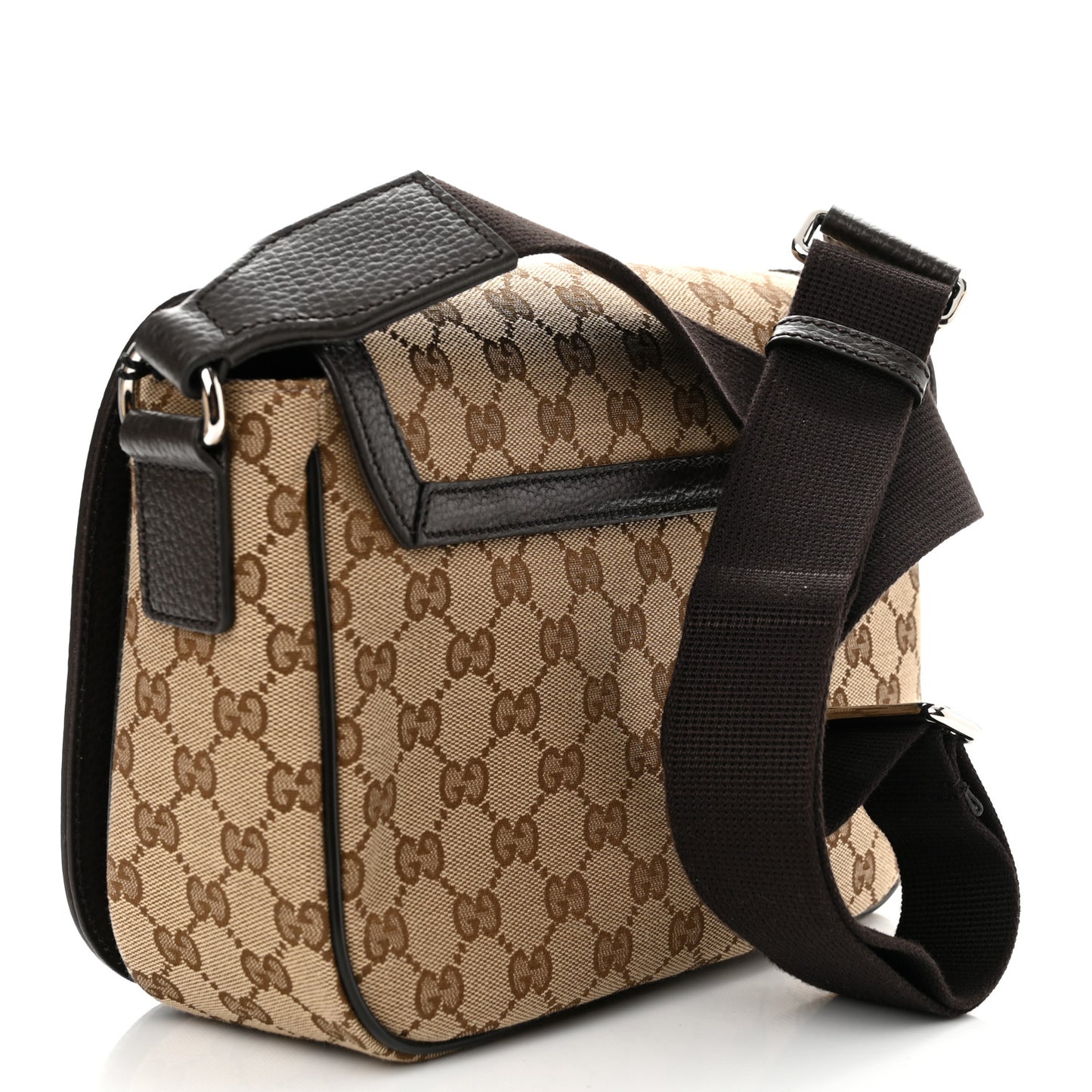 Monogram Flap Messenger Bag Beige Dark Brown