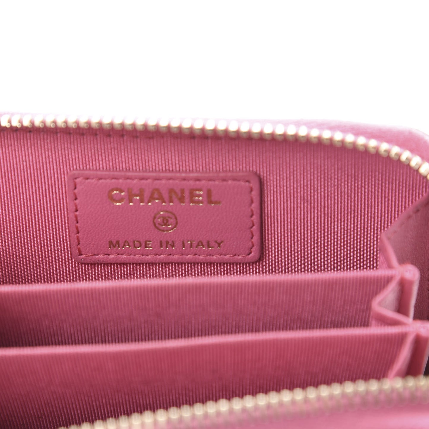 Lambskin Quilted Zip Around Coin Purse Wallet Pink