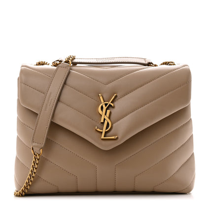 Saint Laurent Calfskin Y Quilted Monogram Small Loulou Chain Satchel Dark Beige 1 of 14