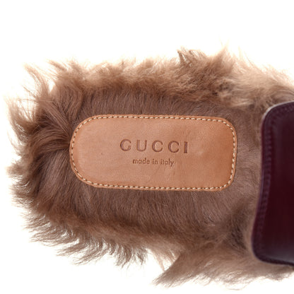 Gucci Malaga Kid Fur Womens Princetown Slippers 39 Vintage Bordeaux 7 of 9